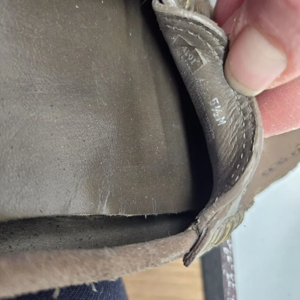 TORY BURCH KENDRICK Drivers Moccasin/Loafer brown Suede leather Gold Logo sz 5.5 - Picture 10 of 11